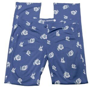 BETABRAND Women's Pants Blue Floral YOGA Activewear Stretch Size L - Long